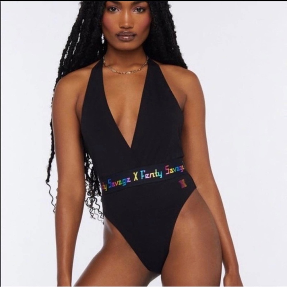 Savage X Fenty Bodysuit with Rainbow Logo NWT